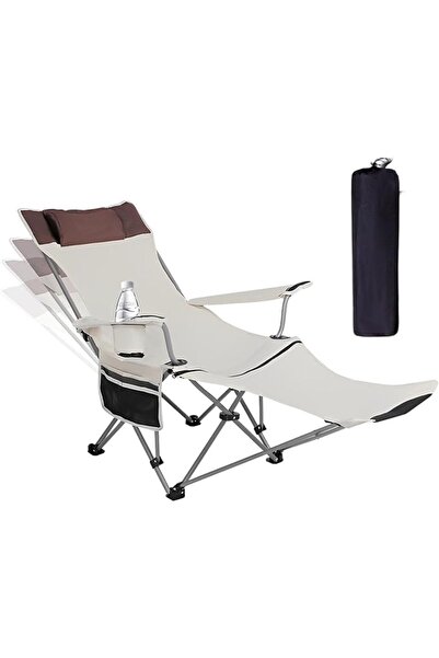 VAODO 4-Positions Adjustable Camping Chair, Portable Folding Lounge Chair wit...