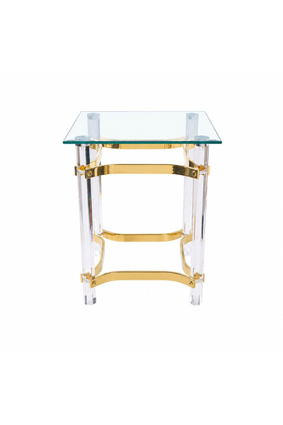PRIME STYLE طاولة خدمة مفردة زجاجية ذهبية