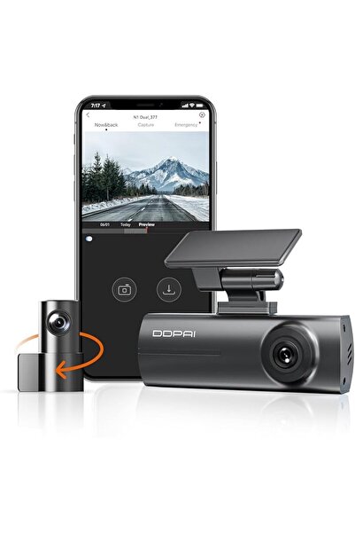 DDPAI N1 Dual 1296P + 1080P Dash Cam Front and Rear, Night Vision, G-Sensor