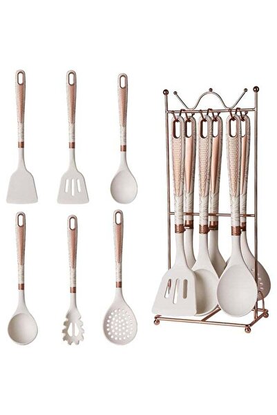 Arabest 7 Pcs Silicone Cooking Utensils Set with Hanging Shelf,Heat Resistant...