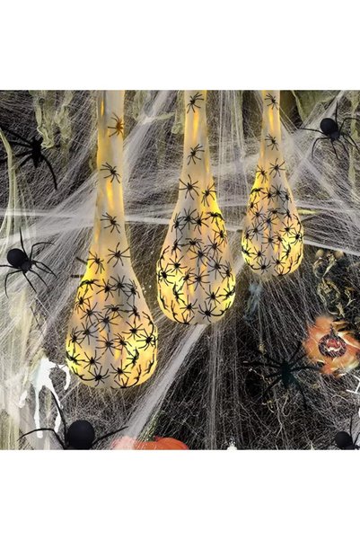 GGEROU 3pcs Halloween Spider Egg Sacs - 41 Inch Spider Egg Decoration with LE...