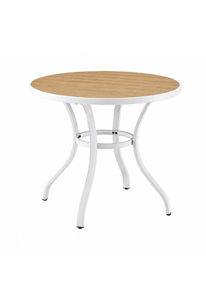 PRIME STYLE 90X90 cm Round Coffee Table Coffee Tables White and Beige Color