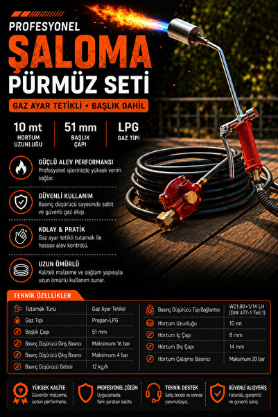 Standart İzolasyon Profesyonel İzolasyon Pürmüz Şaloma Seti – 51 mm, 4 Bar, 1...