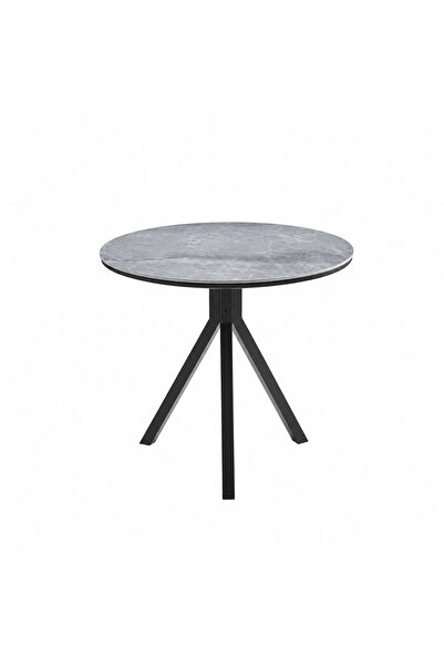 PRIME STYLE طاولة مقهى دائرية مقاس 80 × 80 سم باللون الرمادي