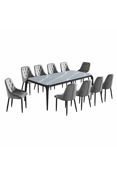 PRIME STYLE Marble dining table with 10 chairs