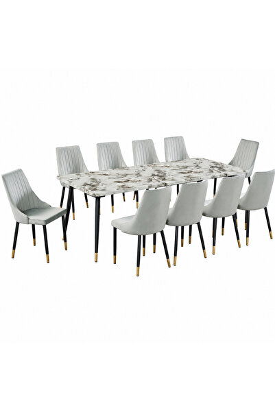 PRIME STYLE Marble dining table with 10 chairs