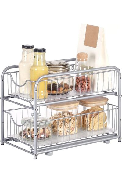 SONGMICS Pull Out Cabinet Organizer with Storage Basket Drawers, for Kitchen,...