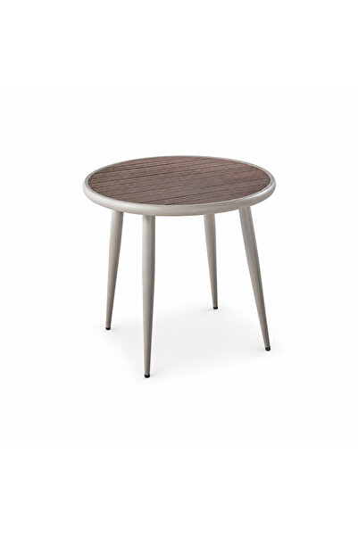 PRIME STYLE طاولة مقهى دائرية مقاس 80 × 80 سم باللون البني والبيج الداكن