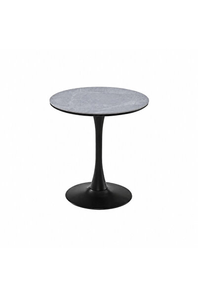 PRIME STYLE طاولة مقهى دائرية مقاس 80 × 80 سم باللون الرمادي الفاتح