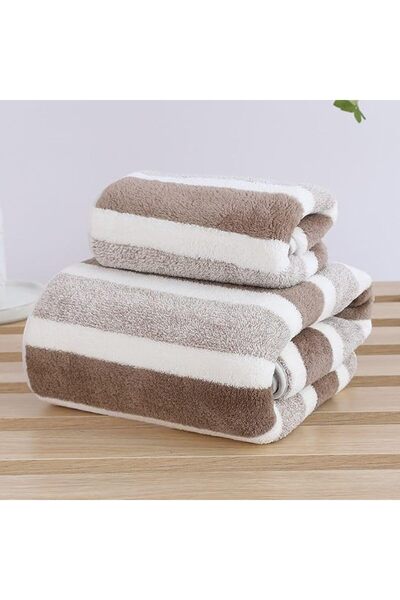 GENERAL 2PCS Adult Bath Towel Set, Quick Dry Coral Fleece Beach Towels