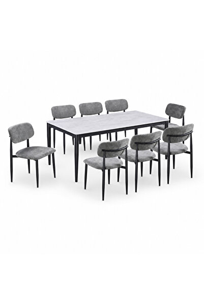 PRIME STYLE Marble dining table with 8 chairs