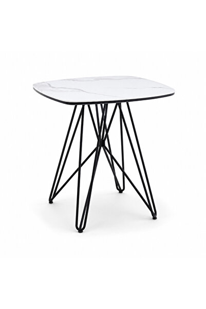 PRIME STYLE طاولة مقهى مربعة مقاس 70 × 70 سم باللون الأبيض