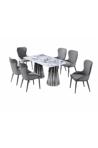 PRIME STYLE Marble Dining Table Set 6 Seater Dining Table
