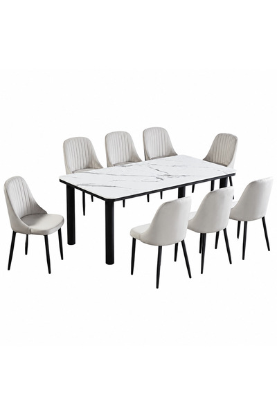 PRIME STYLE Marble dining table with 8 chairs