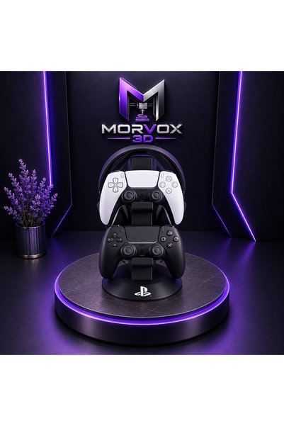 Morvox 3D PS5 DualSense 2’li Oyun Kolu ve Kulaklık Standı – Masaüstü Organizer