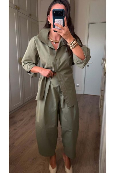 Bade Butik Khaki Buttoned Bagi Suit