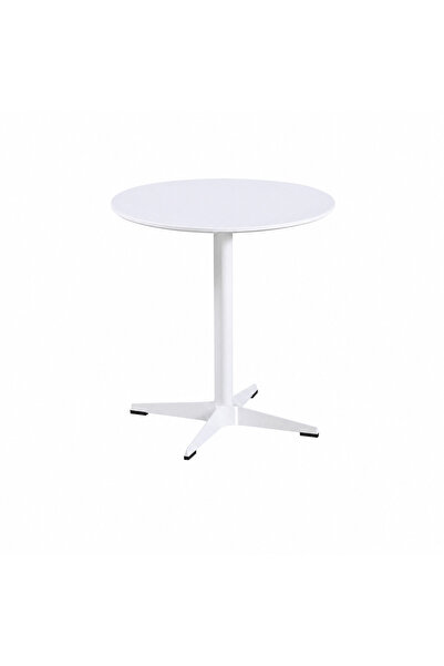 PRIME STYLE طاولة مقهى خشبية دائرية مقاس 80 × 80 سم باللون الأبيض