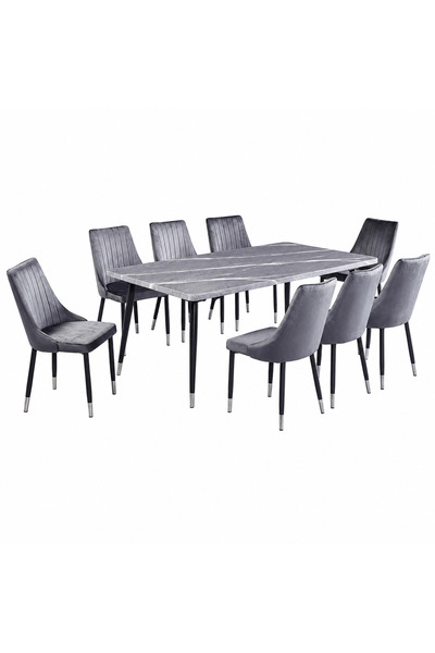 PRIME STYLE Marble dining table with 8 chairs