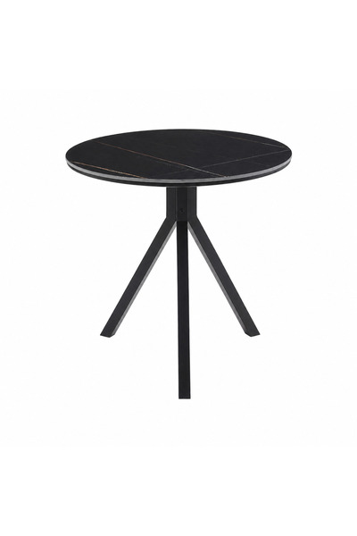 PRIME STYLE طاولة ضيافة دائرية مقاس 80 × 80 سم باللون الأسود