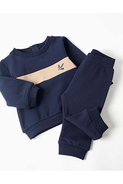 Ziddy Brushed Sweatshirt And Joggers Set For Newborn Boys, Navy Blue