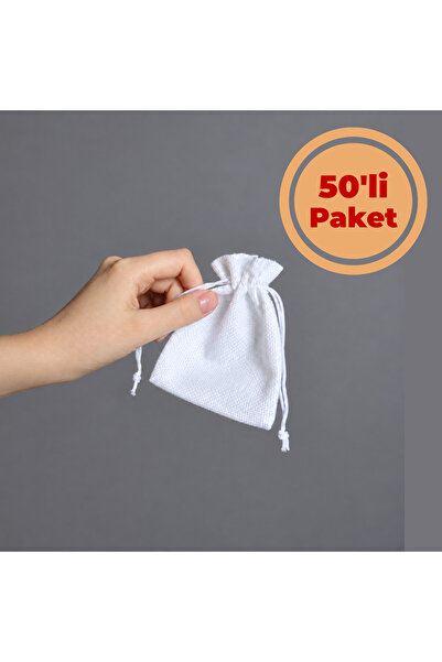 Renk İthalat Çuval Kese Beyaz 9x12 cm 50'li Paket Jüt Hasır Lavanta Sabun Kın...