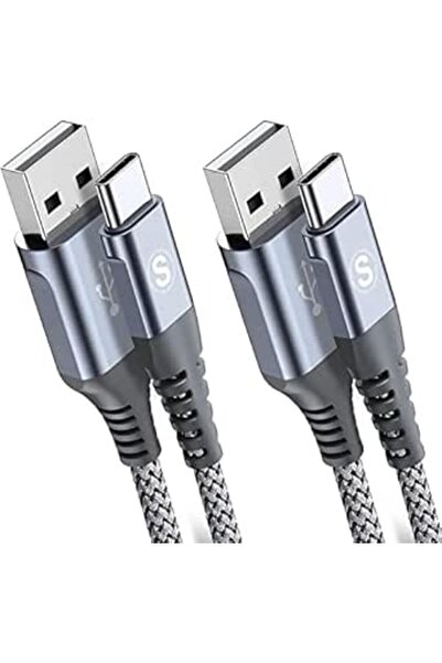 GENERAL كابل sweguard من النوع C [عبوة من قطعتين، 3 أمتار]، سلك USB-C مجدول م...