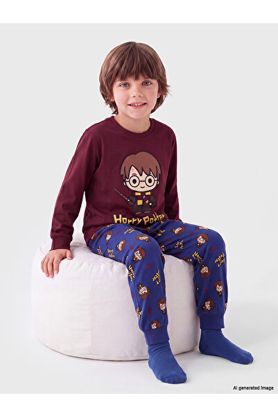 LC Waikiki Lcw Kids Burgundy Printed Boys' Pajama Set