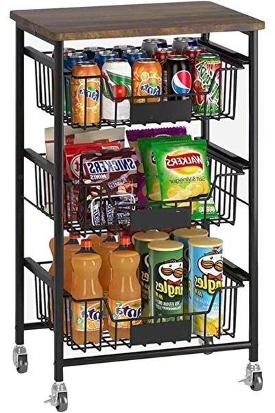 Generic 4-Tier Small kitchen carts on wheels, Metal Fruit kitchen storage car...