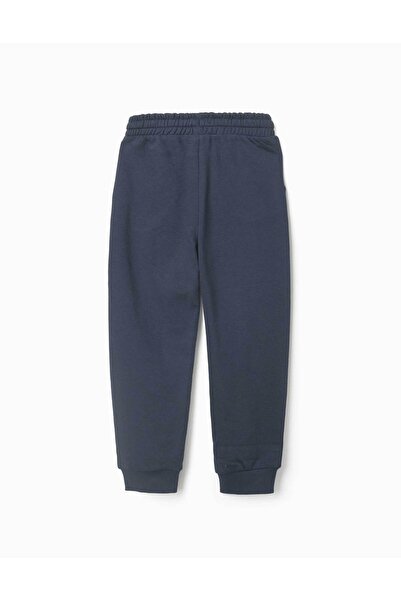 Ziddy Slim Fleece Joggers With Pockets And Zy Print For Boys, Navy Blue