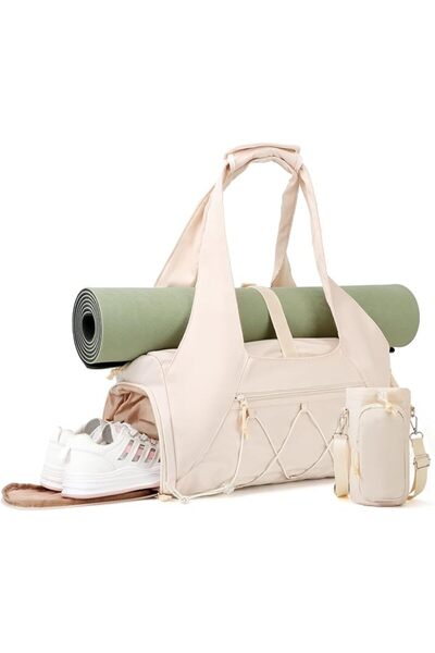 AZONEE Women Yoga Gym Tote Bag | Yoga Mat Bag with Shoe Compartment & Wet Poc...