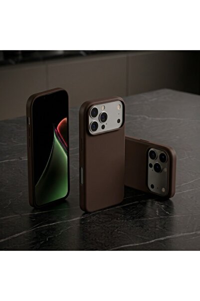 Apple iPhone 18 Pro Max Uyumlu İçi Süet Lansman Kılıf Kahverengi