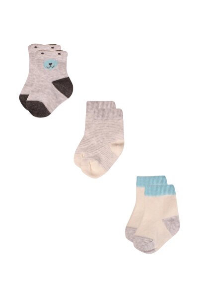 Bibaby Καλτσάκια bebe με οργανικό βαμβάκι Blue Bear 3 τεμ. - Πολύχρωμο