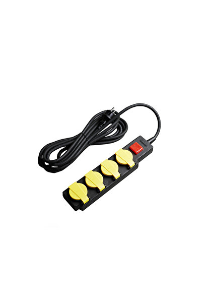 OEM Μπάρα πολύπριζων IP44 4 θέσεων, μαύρη, με διακόπτη και καλώδιο 5 μέτρων