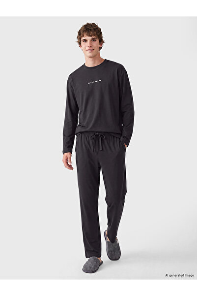 LC Waikiki Anthracite Regular Fit Printed Men's Pajama Set