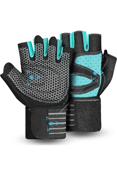 GENERAL Ventilated Weight Lifting Gym Workout Gloves with Wrist Wrap Support ...