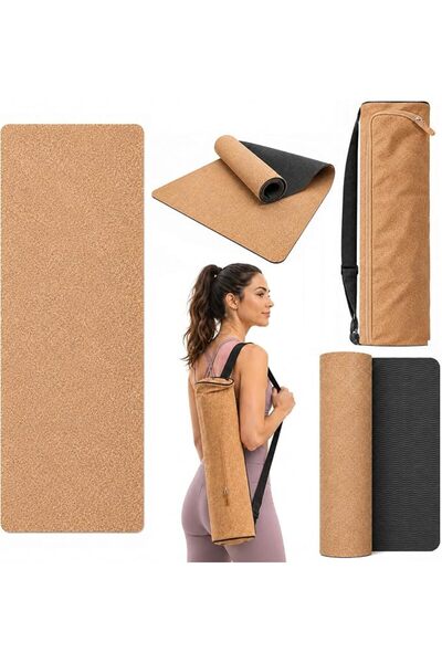 Rightsure Cork Yoga Mat with Carry Bag