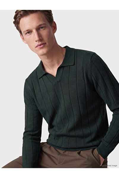LC Waikiki Southblue Green Polo Neck Men's Knitwear Sweater