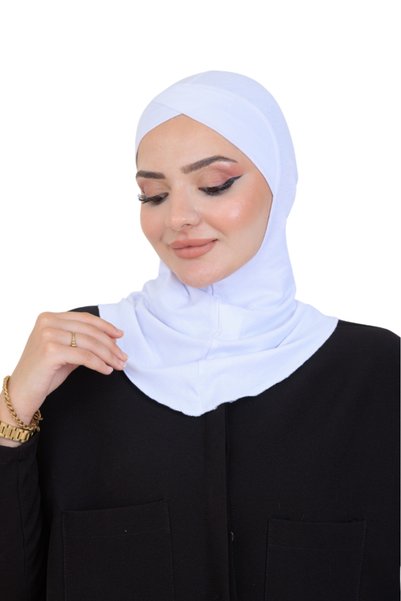 Modish Group Cross Front Design Women's Sport Ready Turban Stretchy One Piece Headscarf White