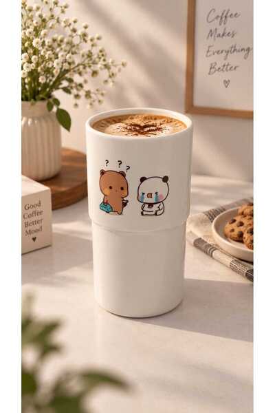 CUPPERA Dudu & Bubu Seramik Termos Bardak – Özel Tasarım | Kapaklı 450–500 ml