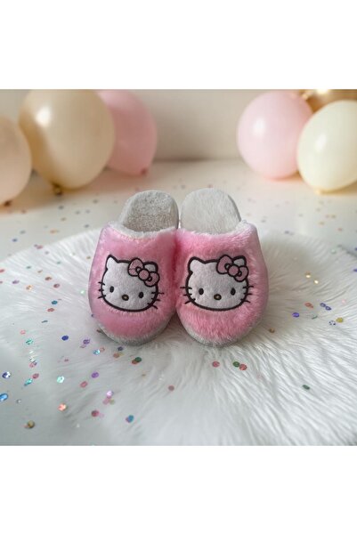 Bmp Terlik Pembe ekru hello kitty peluş çocuk ev terliği