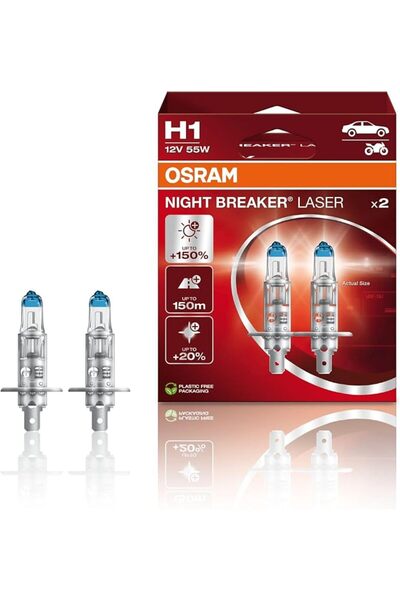 OSRAM LED VALUE مصباح هالوجين OSRAM NIGHT BREAKER LASER H1، إضاءة أكثر سطوعًا...