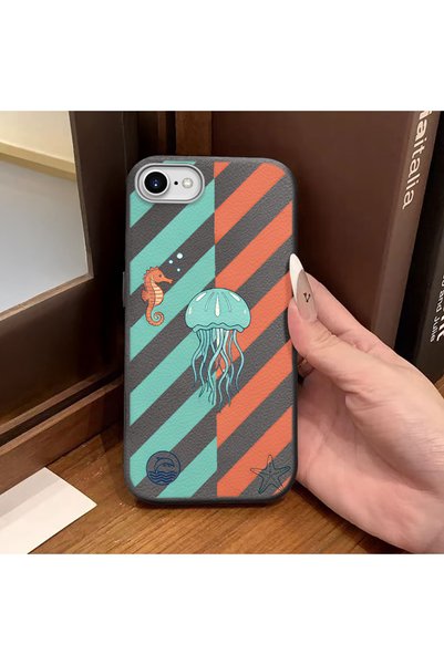 ucuc iPhone 7/8/Se 2020 2022 Compatible Gray Leather Textured Silicone Protec...
