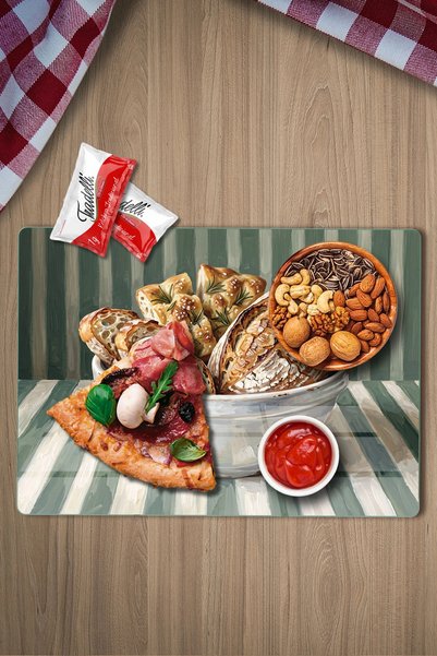 Decovetro Rustik Guaj Ekmek Natürmort Desenli Cam Kesme Tahtası ve Sunumluk 25 x 35 cm