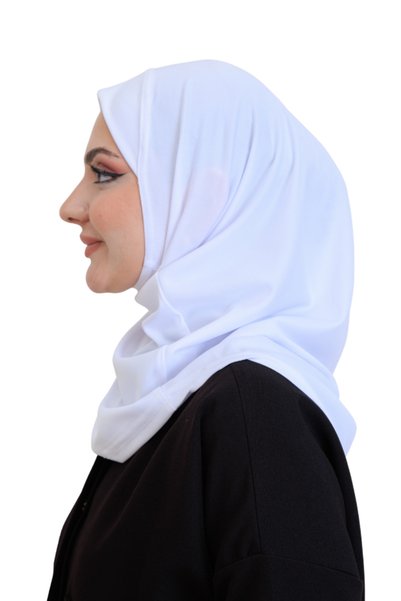 Modish Group Ready-To-Wear Headscarf Practical Snap-On Women's Daily Shawl Lightweight Wrinkle Resistant White