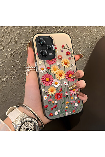 PATTERNOVA Redmi Note 12 Pro 5G Uyumlu Canlı Renkli Papatya Demeti Baskılı Kı...