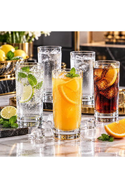 Dania Turkish Transparent Glass Cup Set - 6 Pieces 330 ml |   Elegant Design ...