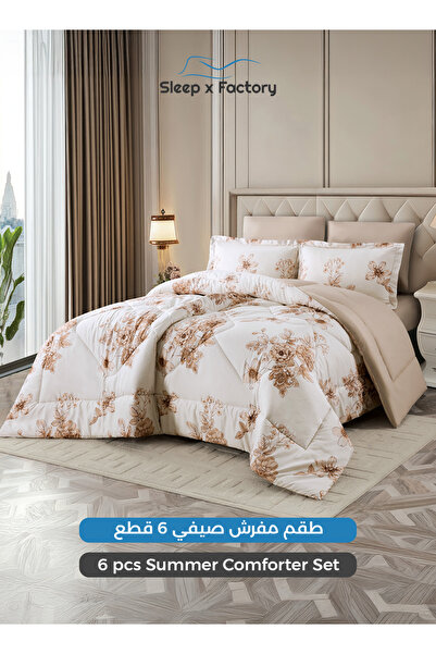 Sleep x Factory طقم لحاف من الألياف الدقيقة قابل للعكس مكون من 6 قطع 200×200 ...