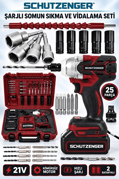 SCHUTZENGER 450 Nm ÇİFT AKÜLÜ ŞARJLI SOMUN SIKMA BİJON SÖKME MAKİNESİ BAKIR S...