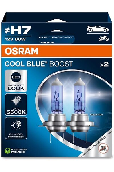 OSRAM LED VALUE OSRAM COOL BLUE® BOOST, H7, halogen headlight lamps, up to 55...
