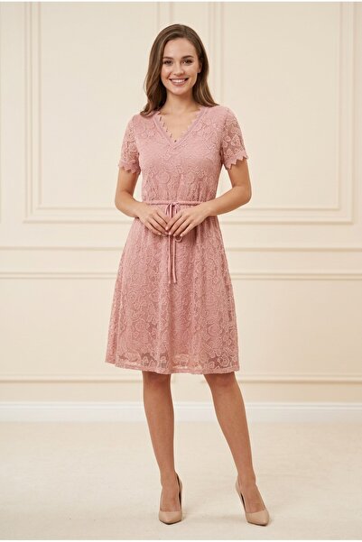 OEM Rochie scurta eleganta din dantela cu textura florala, din bumbac cu deco...